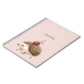 Carnet Blush Pink Red Cherry Adorable Hedgehog (Côté gauche)