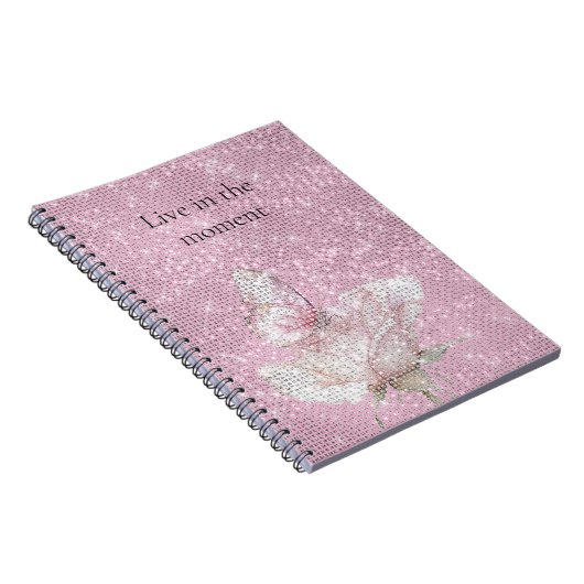 Carnet Blush Pink Rose Butterfly Sparkle  (Côté Droit)