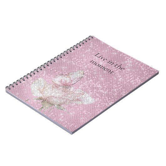 Carnet Blush Pink Rose Butterfly Sparkle  (Côté gauche)