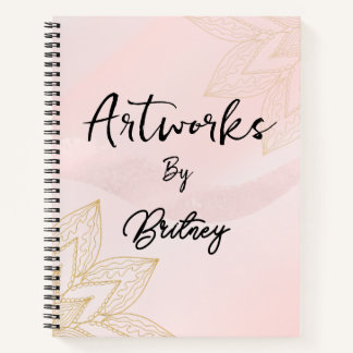 Carnet Blush Pink Script Name Artwork Sketchbook