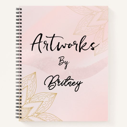 Carnet Blush Pink Script Name Artwork Sketchbook (Devant)