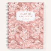 Carnet Blush Pink Scroll Floral Girl Chic Motif Nom (Devant)