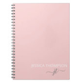 Carnet Blush Pink Simple Script Girl Nom Monogramme (Devant)