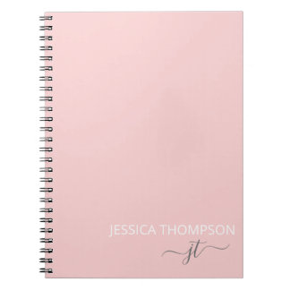 Carnet Blush Pink Simple Script Girl Nom Monogramme