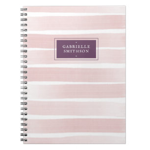 Carnet Blush Pink Stripes Purple Nom Personnalisé
