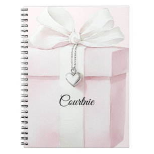 Carnet Blush Pink White Bow Cadeau Coeur Charme