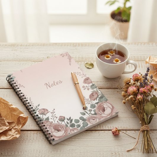 Carnet Blush Pink Wildflower Aesthetic Notebook
