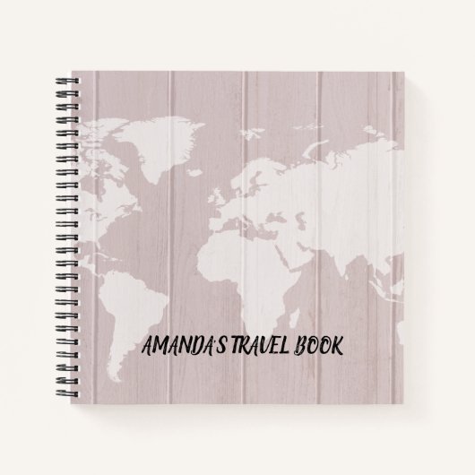 Carnet Blush Pink World carte notes de voyage personnalis (Devant)