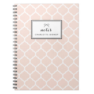 Carnet Blush Quatrefoil Motif personnalisé