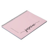 Carnet Blush Rose Féminin Nom Monogramme Moderne Script (Côté gauche)