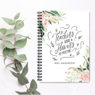 Carnet Blush rose floral merci enseignant cadeau annonce