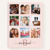 Carnet Blush rose gold en collage de photos avec monogram (Devant)