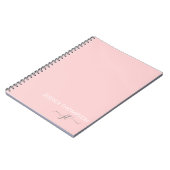 Carnet Blush Rose Monogramme Féminin Simple Nom de Script (Côté gauche)