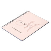 Carnet Blush rose monogramme script stylé élégant (Côté gauche)