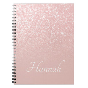 Carnet Blush Rose Pailleté Ombré Personnalisé