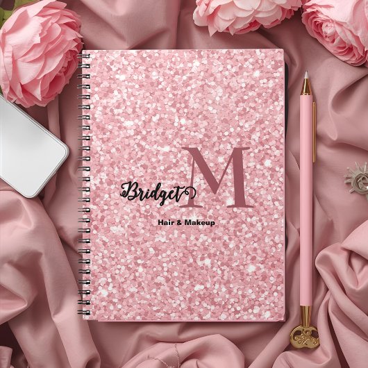 Carnet Blush rose paillettes Monogram coiffure et maquill