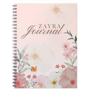 Carnet Blush Rose personnalisé Fleur de Pivoine Aquarelle