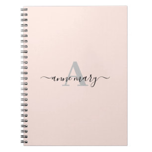 Carnet Blush rose Personnalisé Nom Monogramme Cadeau Favo