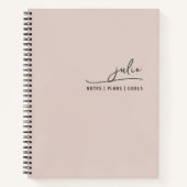 Carnet Blush Rose Script Élégant Affaires Personnel Fémin (Devant)