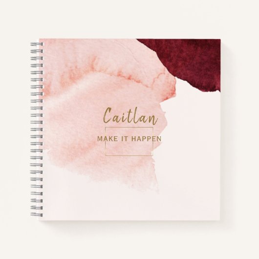 Carnet Blush Rose Terre Cuite Monogrammé Abstrait (Devant)