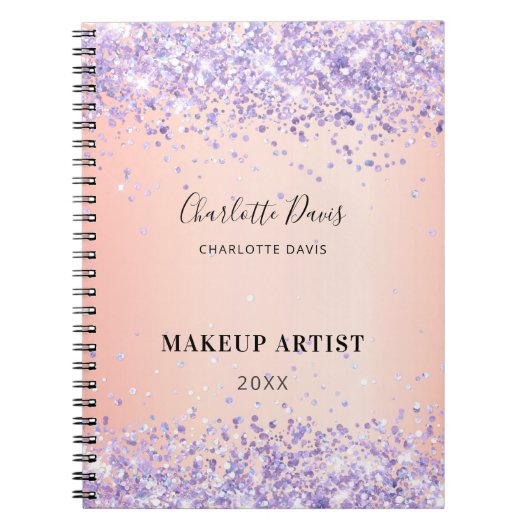 Carnet Blush signature de nom d'affaires en paillettes vi (Devant)