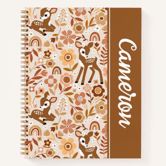 Carnet Boeuf mignon cerf modèle floral (Devant)