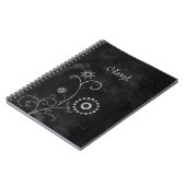 Carnet Bohème Blackboard Cute Fleurs Blanches Avec Nom (Côté gauche)