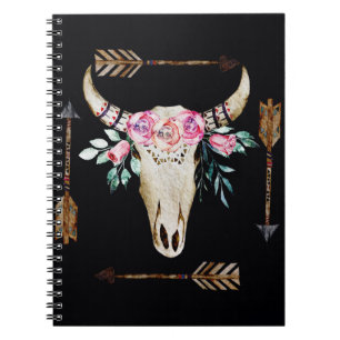 Carnet Bohemian Deer Skull Watercolor Art