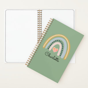 Carnet Boho Aquarelle arc-en-ciel Vert enfant