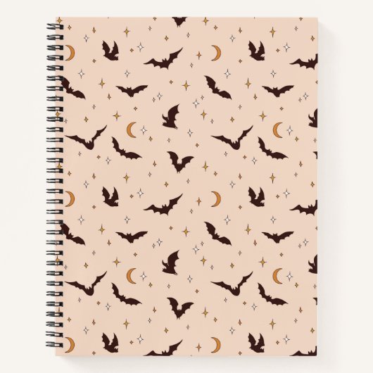 Carnet Boho Bats et étoiles Motif d'Halloween (Devant)