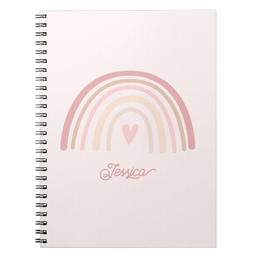 Carnet Boho Beige Blush Arc-en-ciel (Devant)