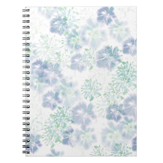 Carnet Boho bleu Fleurs florales Motif de teinture à tart (Devant)