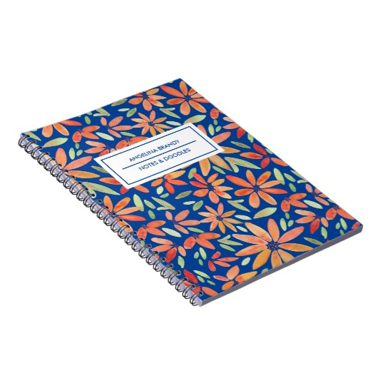 Carnet Boho Blue & Orange Floral (Côté Droit)