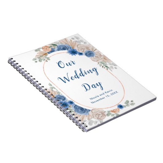Carnet Boho Blue Pampas Grass Wedding planner (Côté Droit)