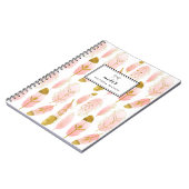Carnet Boho Blush Plumes rose Or Foil Personnalisé (Côté gauche)