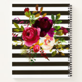 Carnet Boho Burgundy Notes florales avec bandes (Dos)