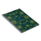 Carnet Boho Celestial Sun Stars Vert Turquoise (Côté Droit)