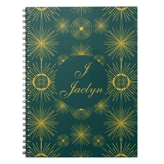 Carnet Boho Celestial Sun Stars Vert Turquoise (Devant)
