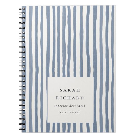 Carnet Boho Chic Bleu Poussiéreux Bandes Dessinées à la M (Devant)