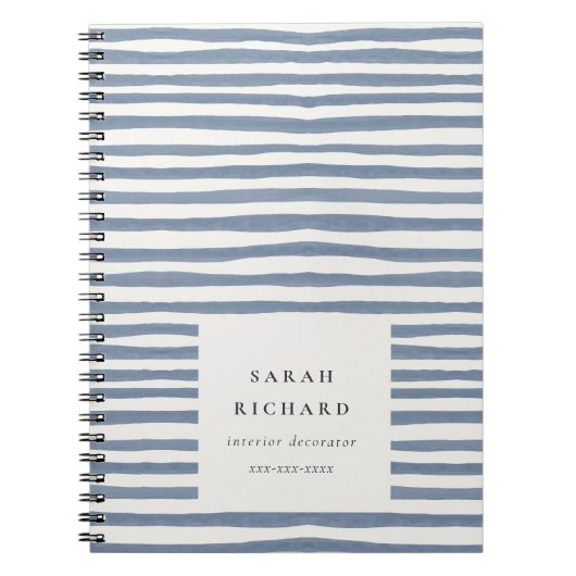 Carnet Boho Chic Dusky Blue Watercolor Hand Drawn Strips (Devant)