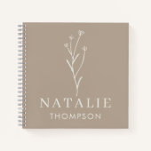 Carnet Boho Chic Minimaliste Personnalisé Mustard Jaune (Devant)