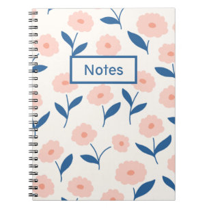 Carnet Boho Chic Personnalisé Nom Motif Fleur Rose