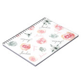Carnet Boho Chic rose flûtes d'aquarelle répétées NamE (Côté gauche)