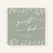 Carnet Boho Chic Sage Green Wildflower Wedding Guest Book (Devant)