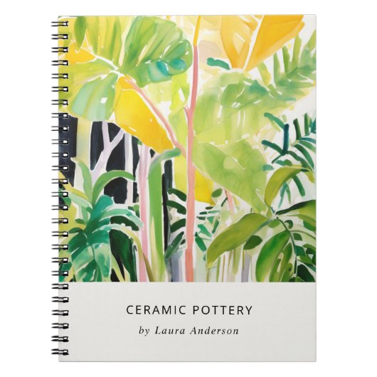 Carnet Boho Chic Vert Feuillage Tropical Feuillu Botaniqu (Devant)