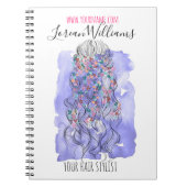 Carnet Boho Chic Violet Mariée Coiffure Aquarelle Floral (Devant)