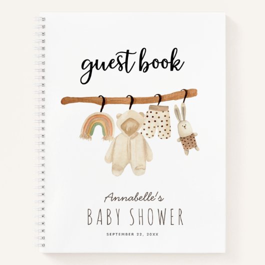 Carnet Boho Clothesline Baby shower non sexiste (Devant)