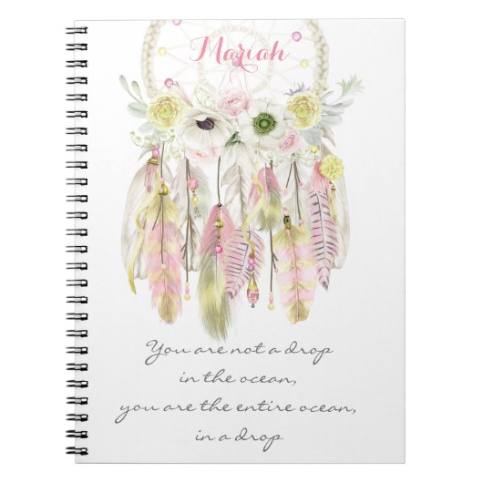 Carnet Boho Dreamcatcher tribal fleurit l'esprit indigène (Devant)