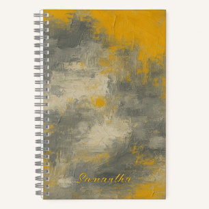 Carnet Boho Elegance Abstraite moutarde & Gris Art
