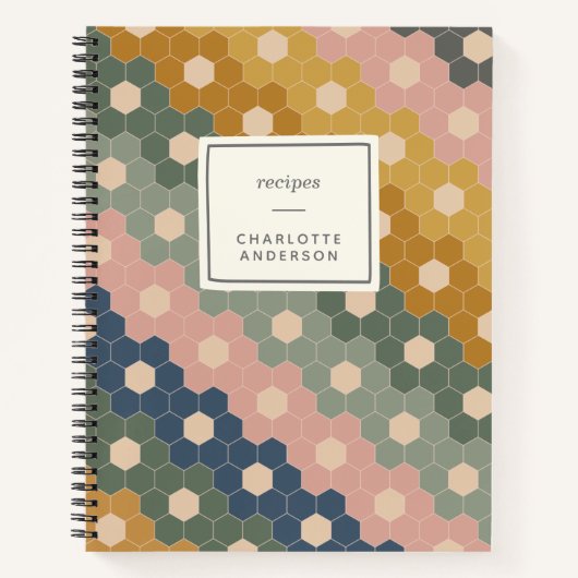 Carnet Boho élégant Motif géométrique bleu vert Recette (Devant)
